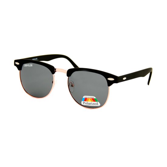 LOUD AND CLEAR® - Heren Zonnebril - Dames Zonnebril - Club Zonnebril - Zwart - Goud - Gepolariseerd - Polariserend van LOUD AND CLEAR®