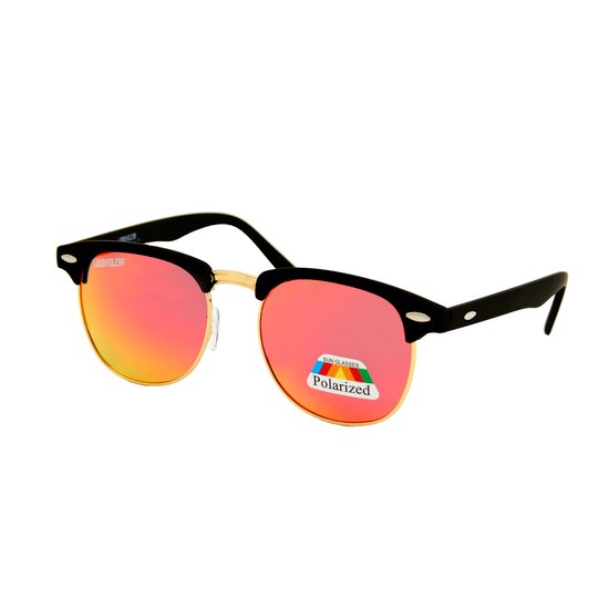 LOUD AND CLEAR® - Heren Zonnebril - Dames Zonnebril - Club Zonnebril - Zwart - Rood Oranje - Spiegel - Gepolariseerd - Polariserend van LOUD AND CLEAR®