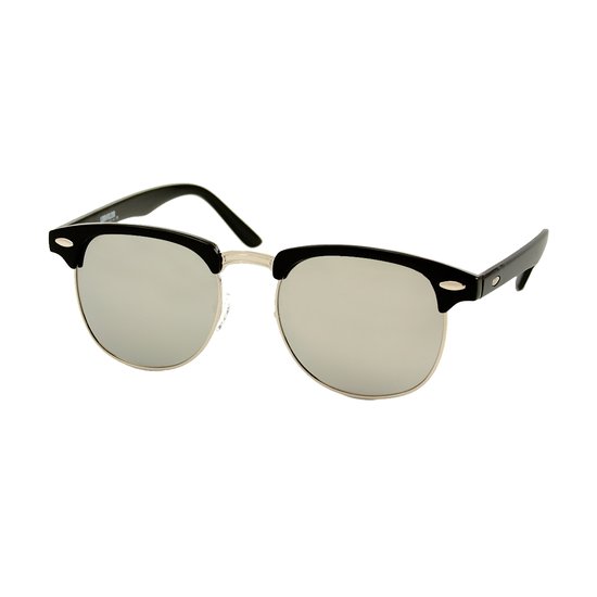 LOUD AND CLEAR® - Heren Zonnebril - Dames Zonnebril - Club Zonnebril - Zwart - Zilver - Spiegel van LOUD AND CLEAR®