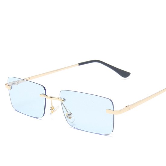LOUD AND CLEAR® - Heren Zonnebril - Dames Zonnebril - Goud - Blauw - Trendy - Rechthoekig van LOUD AND CLEAR®