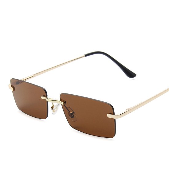 LOUD AND CLEAR® - Heren Zonnebril - Dames Zonnebril - Goud - Bruin - Trendy - Rechthoekig van LOUD AND CLEAR®