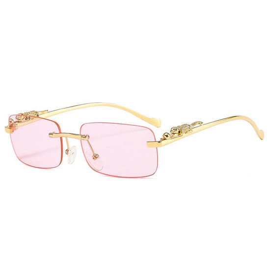 LOUD AND CLEAR® - Heren Zonnebril - Dames Zonnebril - Goud - Roze - Luipaard Bril - Luxe van LOUD AND CLEAR®
