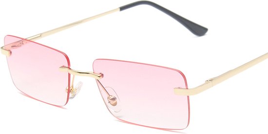 LOUD AND CLEAR® - Heren Zonnebril - Dames Zonnebril - Goud - Roze - Trendy - Rechthoekig van LOUD AND CLEAR®