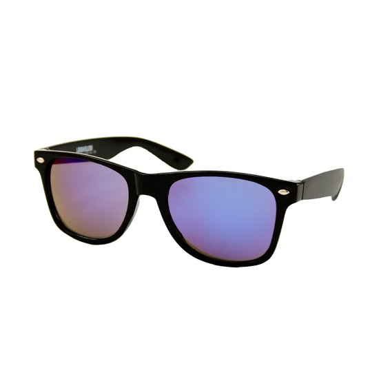 LOUD AND CLEAR® - Heren Zonnebril - Dames Zonnebril - Zwart - Blauw Paars Spiegelglazen - UV400 van LOUD AND CLEAR®
