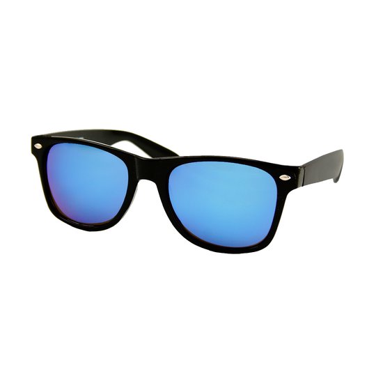 LOUD AND CLEAR® - Heren Zonnebril - Dames Zonnebril - Zwart - Blauw Spiegelglazen - UV400 van LOUD AND CLEAR®