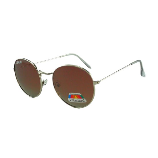 LOUD AND CLEAR® - Heren Zonnebril - Ronde Zonnebril - Zilver - Bruin - Gepolariseerd van LOUD AND CLEAR®