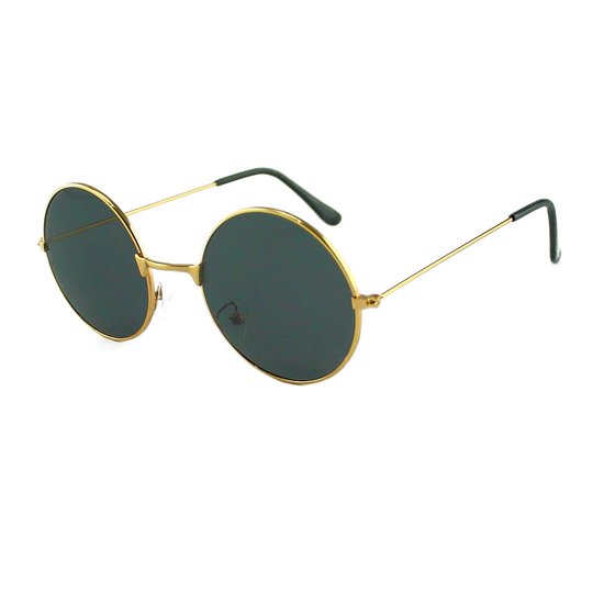 LOUD AND CLEAR® - Hippie Bril - Goud - Zwart - Ronde Bril - Ronde Zonnebril - Gabber Bril van LOUD AND CLEAR®