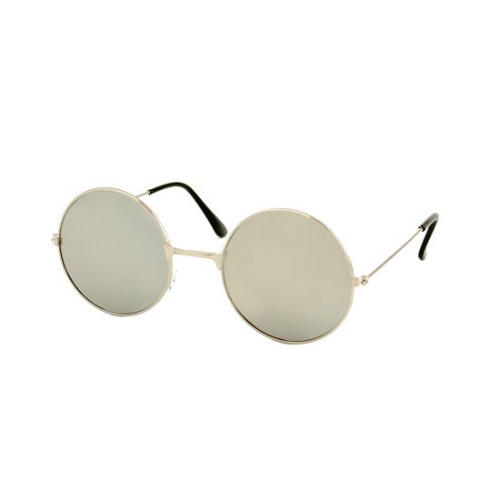 LOUD AND CLEAR® - Hippie Bril - Zilver - Spiegel - Ronde Bril - Ronde Zonnebril - Gabber Bril van LOUD AND CLEAR®