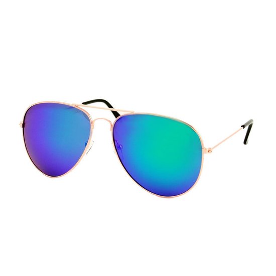 LOUD AND CLEAR® - Piloten Zonnebril - Pilotenbril - Goud - Blauw - Groen - Spiegelglazen - Dames - Heren van LOUD AND CLEAR®