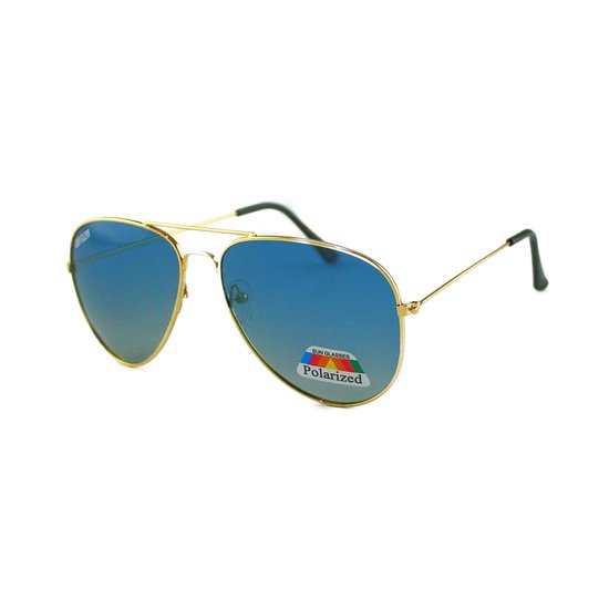 LOUD AND CLEAR® - Piloten Zonnebril - Pilotenbril - Heren Dames - Goud - Blauw - Gepolariseerd - Polariserend van LOUD AND CLEAR®