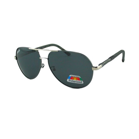 LOUD AND CLEAR® - Pilotenbril - Heren Zonnebril - Zwart - Zilver - Luxe - Gepolariseerd van LOUD AND CLEAR®