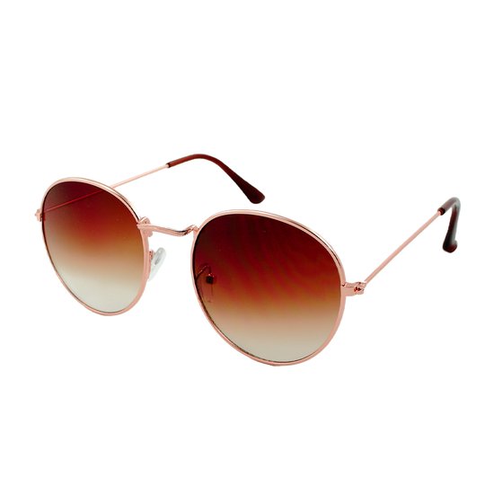 LOUD AND CLEAR® - Retro Zonnebril - Rond - Heren Dames - Goud - Bruin - Festival Zonnebril van LOUD AND CLEAR®