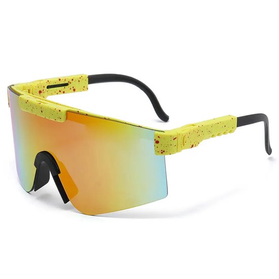 LOUD AND CLEAR® - Sport Zonnebril - Sportbril - Fietsbril - Rood - Geel - Festival Zonnebril - Rave Bril - Techno Bril van LOUD AND CLEAR®