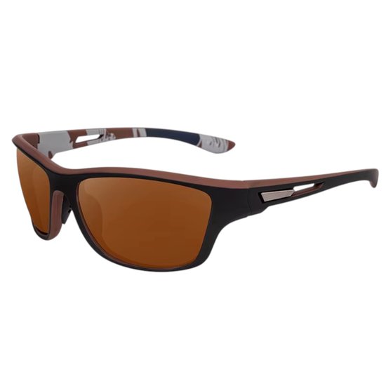 Loud and Clear® - Zonnebril - Fietsbril - Sport Bril - Heren - Dames - Bruin - Gepolariseerd - Polariserend