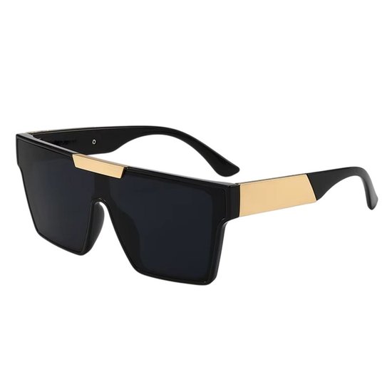 Loud and Clear® - Zonnebril - Heren - Dames - Vierkant - Zwart - Goud - Gepolariseerd - Polariserend van Merkloos