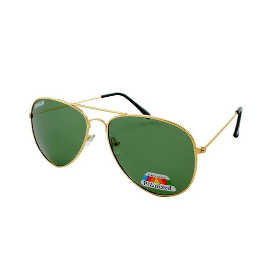 LOUD AND CLEAR® - Zonnebril - Piloten Zonnebril - Pilotenbril - Heren - Dames - Goud - Groen - Gepolariseerd van Merkloos