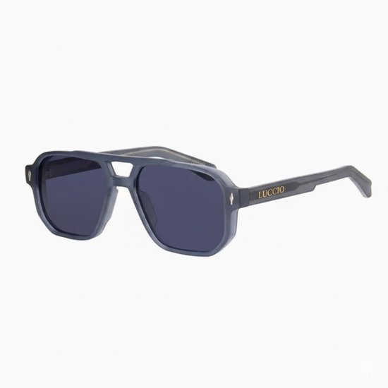 LUCCIO Apex Zonnebril Zwart - Trendy Zonnebril - UV400 Bescherming - Stijlvolle Zonnebril - Dubbele Neusbrug - Blauw van Merkloos