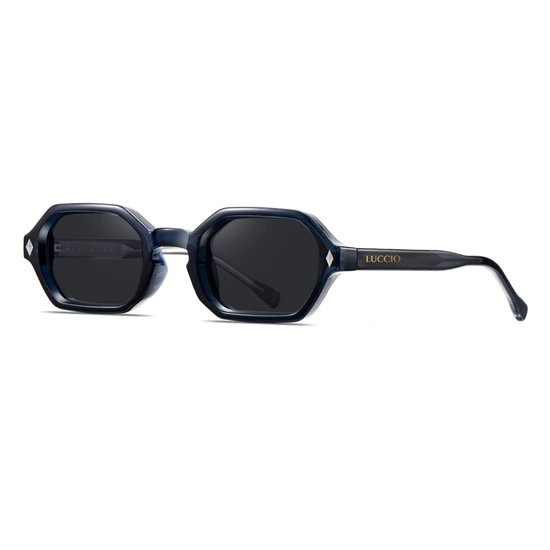 LUCCIO - Zonnebril Heren - Festival bril - Donker blauw - Zwarte glazen - Trending - Chachi van LUCCIO