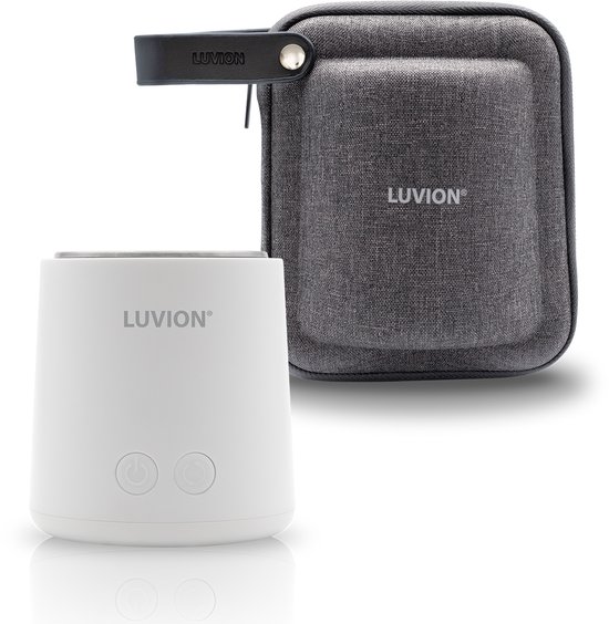 LUVION® Draagbare Flessenwarmer Ultra Pro + Protection Case - Wit - Speciale roerfunctie voor gelijkmatig opwarmen van borstvoeding en mixen van kunstvoeding - Geschikt voor nagenoeg alle merken babyflesjes - Onderweg draadloos je baby fles verwarmen van Luvion