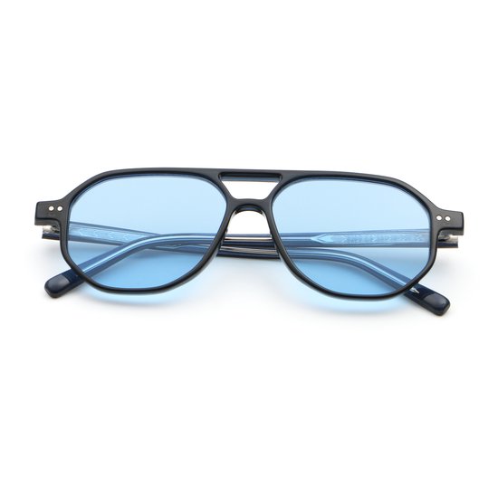 LUXAR Zonnebril Piloot Zwart/Blauw – Aviator Heren & Dames – Dubbelbrug – UV400 Bescherming