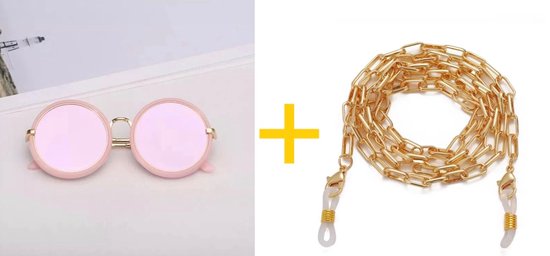 LUXE KINDERZONNEBRIL + BRILLENKOORD - UV400 BESCHERMING - KINDER ZONNEBRIL - ZONNEBRIL - UV400 FILTER - VINTAGE - HIP - PAARS van Luxe