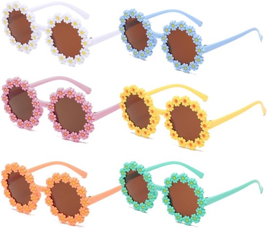 Madeliefjes Zonnebrillen - Multicolor - 12,4 x 5,2 cm - Robuuste Bloem Zonnebril - Voor Volwassenen en Kinderen