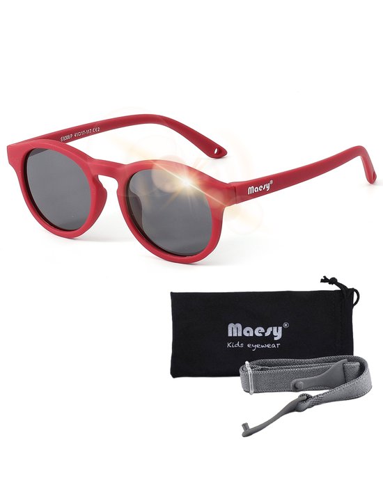 Maesy Baby Zonnebril Bowi - 1 t/m 3 jaar - Elastiek - Flexibel - UV400 Bescherming - Zonnebril Kind - Rood van Maesy