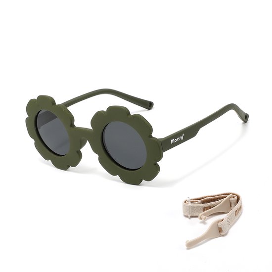 Maesy Baby Zonnebril Fleur - 1 t/m 3 jaar - Elastiek - Flexibel - UV400 Bescherming - Zonnebril Kind Bloem - Groen van Maesy