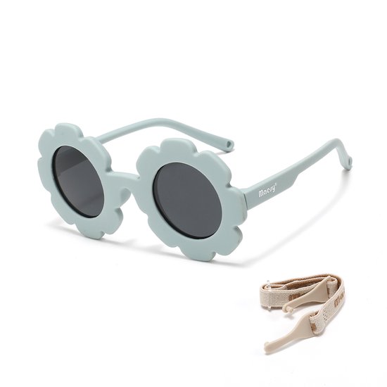 Maesy Baby Zonnebril Fleur - 1 t/m 3 jaar - Elastiek - Flexibel - UV400 Bescherming - Zonnebril Kind Bloem - Licht Blauw van Maesy