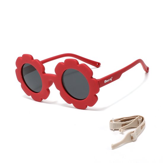 Maesy Baby Zonnebril Fleur - 1 t/m 3 jaar - Elastiek - Flexibel - UV400 Bescherming - Zonnebril Kind Bloem - Rood van Maesy