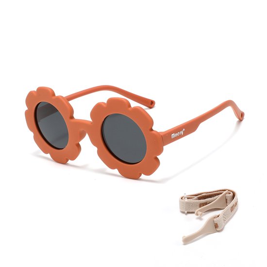 Maesy Baby Zonnebril Fleur - 1 t/m 3 jaar - Elastiek - Flexibel - UV400 Bescherming - Zonnebril Kind Bloem - Terracotta Brique van Maesy