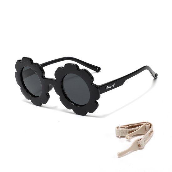 Maesy Baby Zonnebril Fleur - 1 t/m 3 jaar - Elastiek - Flexibel - UV400 Bescherming - Zonnebril Kind Bloem - Zwart van Maesy