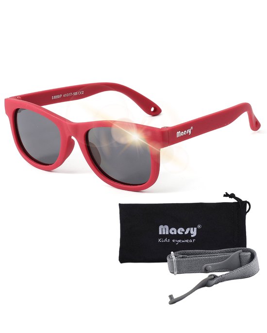 Maesy Baby Zonnebril Indi – 0 t/m 2 Jaar - Elastiek - Flexibel - UV400 Bescherming - Zonnebril Kind - Rood van Maesy