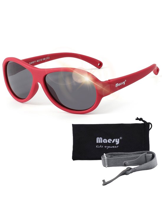 Maesy Baby Zonnebril Joya - 0 t/m 2 Jaar - Elastiek - Flexibel - UV400 Bescherming - Rood van Maesy