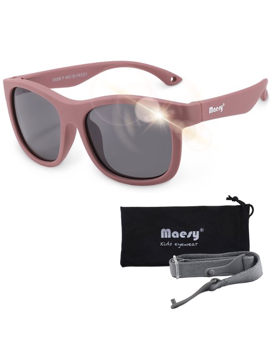 Maesy - baby zonnebril Luca - 1-3 jaar - flexibel buigbaar - verstelbaar elastiek - gepolariseerde UV400 bescherming- dreumes en peuter - jongens en meisjes - kinder zonnebril vierkant - paars van Maesy
