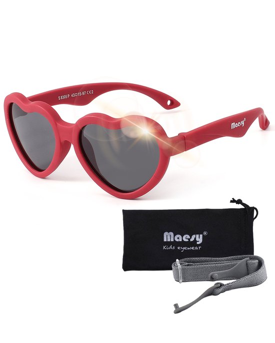 Maesy Baby Zonnebril Maes - 0 t/m 2 Jaar - Elastiek - Flexibel - UV400 Bescherming - Rood van Maesy