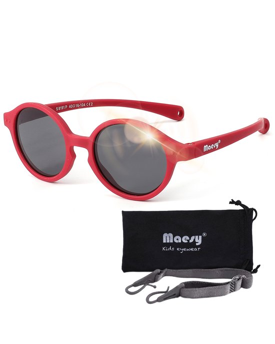 Maesy Baby Zonnebril Noah - 0 t/m 2 Jaar - Elastiek - Flexibel - UV400 Bescherming - Rood van Maesy