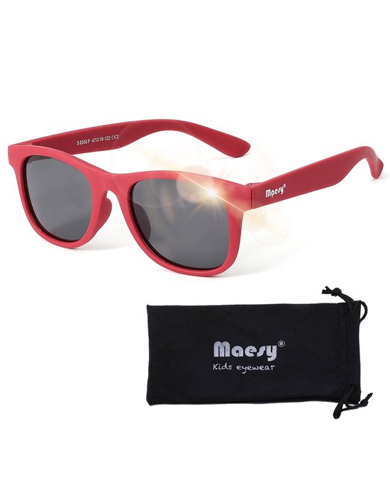 Maesy Kinder Zonnebril Lino - 3 t/m 6 jaar - Flexibel - UV400 Bescherming - Zonnebril Kind - Rood van Maesy