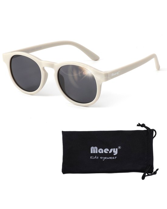 Maesy Kinder Zonnebril Novi - 6 t/m 12 jaar - Flexibel - UV400 Bescherming - Zonnebril Kind - Beige Ecru van Maesy