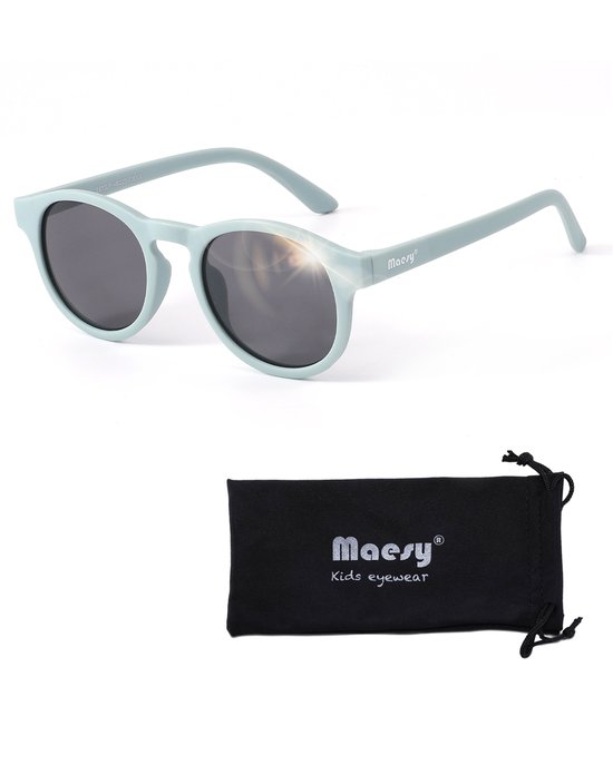 Maesy Kinder Zonnebril Novi - 6 t/m 12 jaar - Flexibel - UV400 Bescherming - Zonnebril Kind - Licht Blauw van Maesy