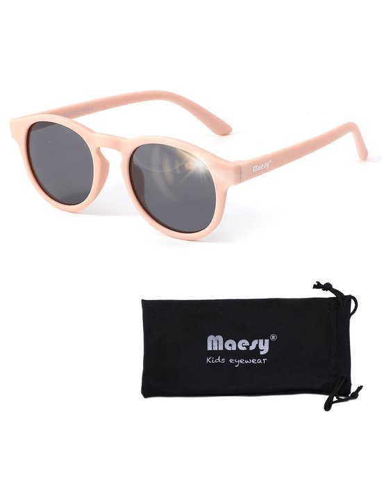 Maesy Kinder Zonnebril Novi - 6 t/m 12 jaar - Flexibel - UV400 Bescherming - Zonnebril Kind - Licht Roze van Maesy