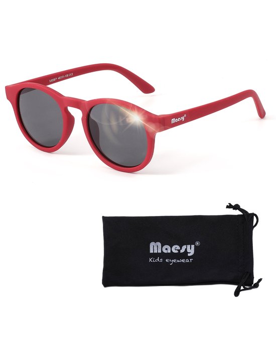 Maesy Kinder Zonnebril Novi - 6 t/m 12 jaar - Flexibel - UV400 Bescherming - Zonnebril Kind - Rood van Maesy