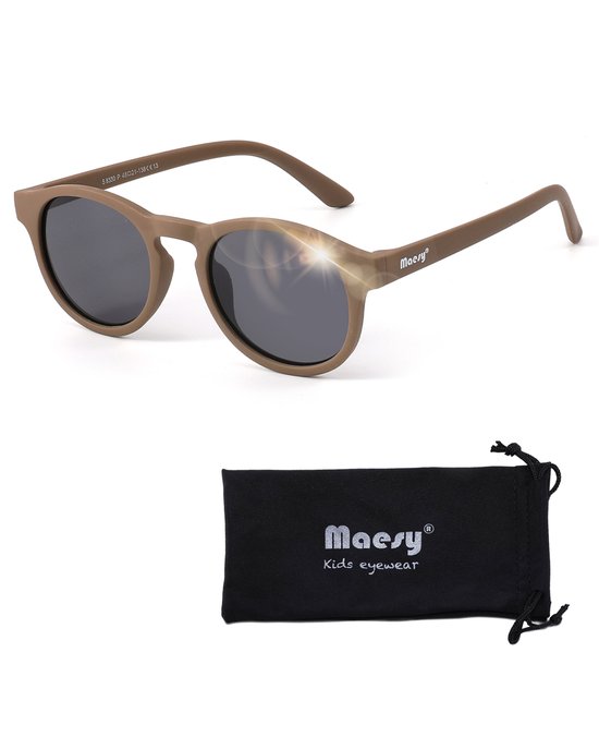 Maesy Kinder Zonnebril Novi - 6 t/m 12 jaar - Flexibel - UV400 Bescherming - Zonnebril Kind - Taupe Bruin van Maesy