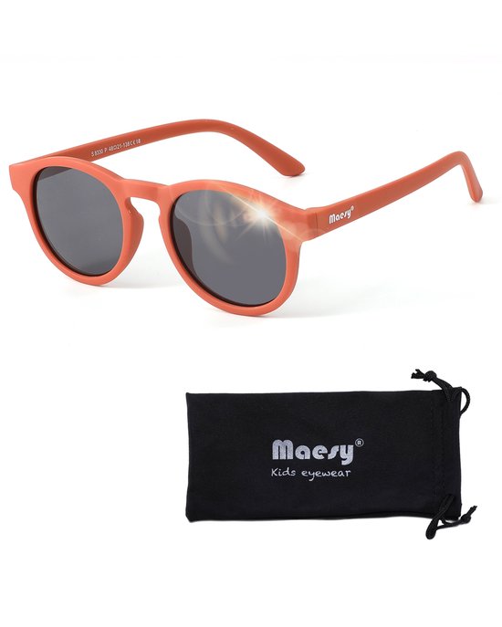 Maesy Kinder Zonnebril Novi - 6 t/m 12 jaar - Flexibel - UV400 Bescherming - Zonnebril Kind - Terracotta Brique van Maesy