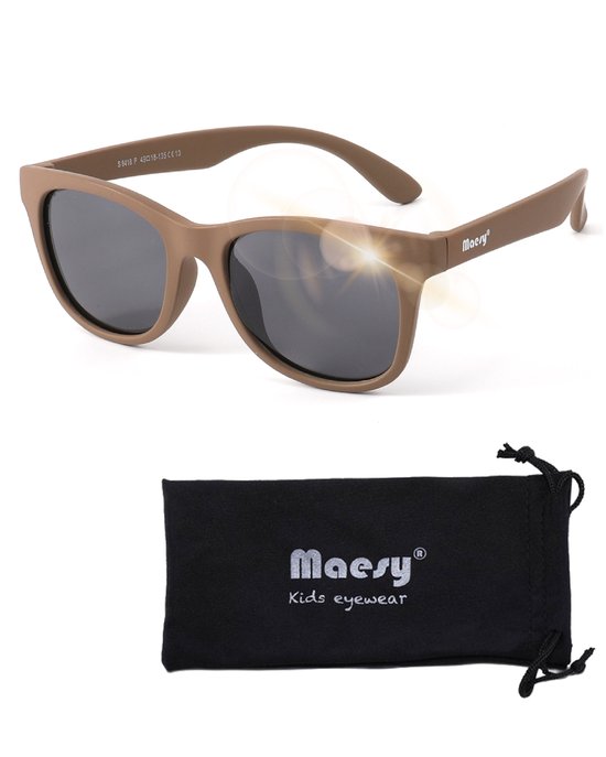 Maesy Kinder Zonnebril Yuki - 6 t/m 12 jaar - Flexibel - UV400 Bescherming - Zonnebril Kind - Taupe Bruin van Maesy