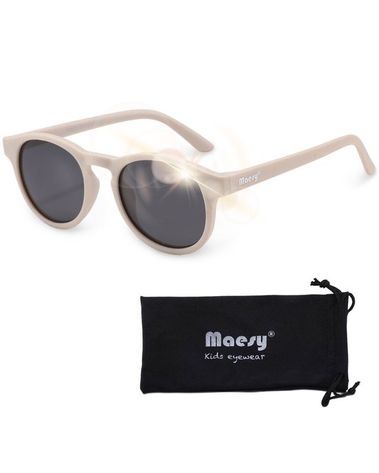 Maesy - kinderzonnebril Faela - 3-6 jaar - flexibel buigbaar - gepolariseerde UV400 bescherming - peuters en kleuters - jongens en meisjes - kinder zonnebril rond - beige ecru van Maesy