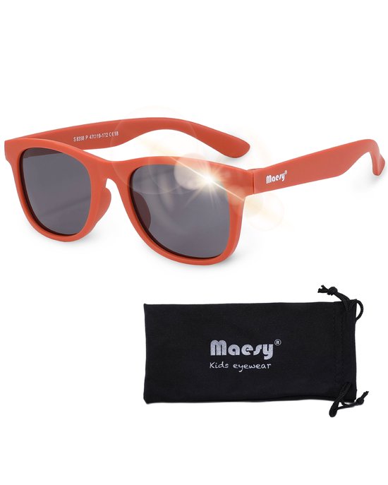 Maesy - kinderzonnebril Lino - 3-6 jaar - flexibel buigbaar - gepolariseerde UV400 bescherming - peuters en kleuters - jongens en meisjes - kinder zonnebril vierkant - terracotta brique van Maesy