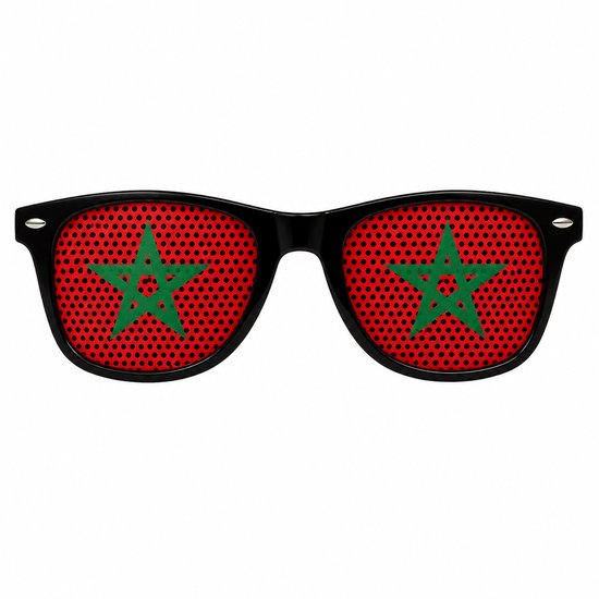 Marokko Vlag Zonnebril – VlaggenBril - FanVanMaroc - Supporters Bril – Marokko Fans – Festival / WK – Rood Groen