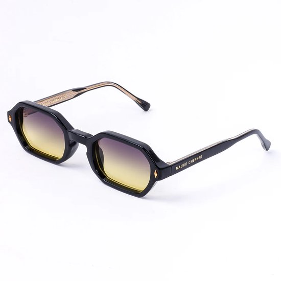 Mauro Cherner LIBERTÀ Nº1 - Zwart/Geel/Paars - Zonnebril - Premium Polycarbonate van Merkloos