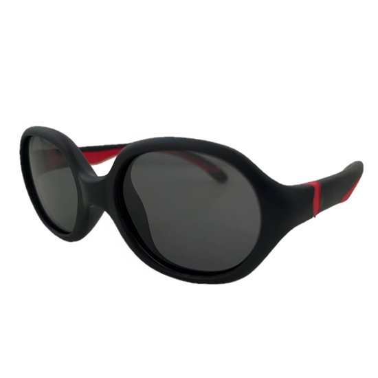 Medies - Kinderzonnebril Babyzonnebril | flexibel en licht | Jongen - Meisje | Category 3 Bescherming | 2 t/m 6 jaar met lanyard, brildoekje en opbergtas - Zwart/Rood van Medies